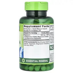 Магній Nature's Trutр Triple Magnesium Complex 100 капсул швидкого вивільнення - мініатюра 2