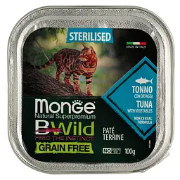 Вологий корм для котів Monge Cat Вwild Gr. Free Wet Sterilised тунець з овочами 100 г - мініатюра 2