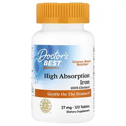 Железо High Absorption Iron with Ferrochel 27 mg 120 таблеток Doctor's Best vit0005972