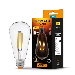Лампочка Videx Filament ST64FD 6W E27 4100K 220V (VL-ST64FD-06274) - мініатюра 2