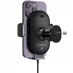 Автомобільний тримач холдер із БЗП Baseus LightChaser Series Wireless Charging Electric Car Mount 15W C40355900121-00 Black - мініатюра 7