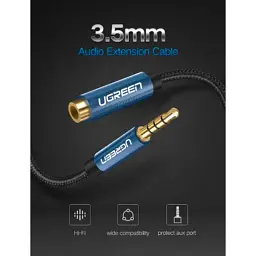 Кабель мультимедійний 3.5mm M to 3.5mm F 1.0m AV118 blue Ugreen (40673) - мініатюра 5