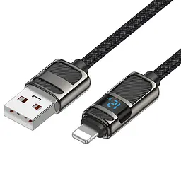Кабель Hoco U137 Line charging data cable with display iP Black