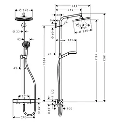 Душова система з термостатом Hansgrohe Crometta S 240 1jet Showerpipe EcoSmart хром 27268000 - мініатюра 2