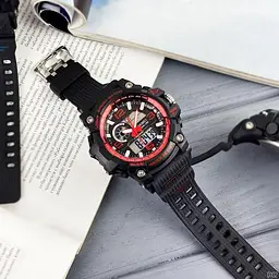 Наручний годинник чоловічий 1283 Black-Red Skmei acs0030821 - мініатюра 2
