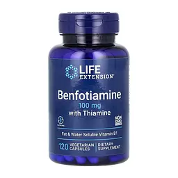 Бенфотіамін з тіаміном Benfotiamine with Thiamine 100 мг 120 вегетаріанських капсул