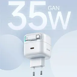 МЗП Usams US-CC202 GaN With Type-C Magnetic Retractable Cable Module XMF Ser. 35W (2USB-C) White - мініатюра 4