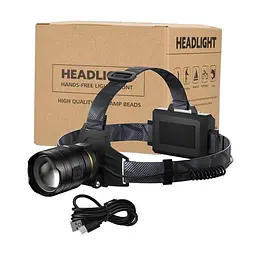 Налобний ліхтар BL-8075-2-GT100 zoom + microUSB + 2х18650 (4 режими) - мініатюра 2