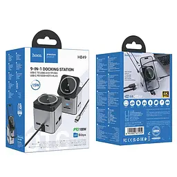 Бездротове зарядне + підставка + хаб + кардрідер Hoco HB49 Effortless 9-in-1 100W - мініатюра 7