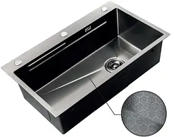 Кухонна мийка Zerix ZH7545-SET-05 Decor Nano-Black ZM5582, Графит - мініатюра 2