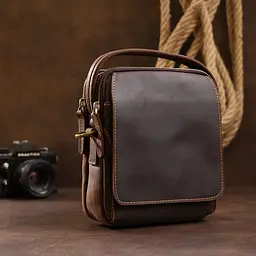 Шкіряна чоловіча vintage сумка 20372 Vintage коричневий - мініатюра 5