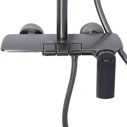 Душова система універсальна Qtap Slavonice на три споживача (з виливом) QTSLA111GMB45905 Gunmetal Black PVD, Шліфований чорний хром - мініатюра 11