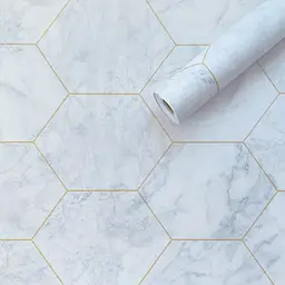 Самоклеюча плівка Sticker Wall SW-00001214 Малахітовий мармур золоті стільники 0,45х10м - мініатюра 3