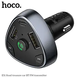 Адаптер автомобільний Hoco with Bluetooth FM Road treasure E51 18W - мініатюра 4