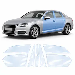 Антигравійна захисна бронеплівка за лекалами для Audi A4 B9 2015-2019 - зони дверей і стійки вікон