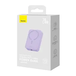 Зовнішній акумулятор бездротовий Baseus Magnetic Mini Wireless Fast Charge Power Bank 20000 mAh 20 W фіолетовий - мініатюра 7