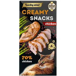 Ласощі для котів Lucky Star Пюре з м'яса курки 60 г (6 шт. по 10 г) - мініатюра 2