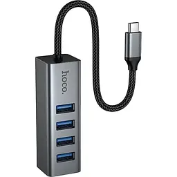 USB-хаб Hoco HB1C 4-in-1 converter(Type-C to USB3.0*4) Серый