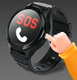 Круглий дитячий смарт годинник-телефон для хлопчика H-05 з GPS трекером, 4G відеодзвінками, кнопкою SOS та прослушкою Синій - мініатюра 4