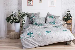 Підковдра Ecotton двоспальна 175х210 см бавовняна сірого кольору з вензелями класика (05393-21139-1)