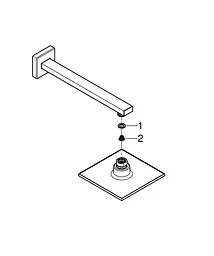 Верхній душ з душовим кронштейном 286 мм, 1 режим струменя Grohe Euphoria Cube 150 26073000, Хром - мініатюра 3