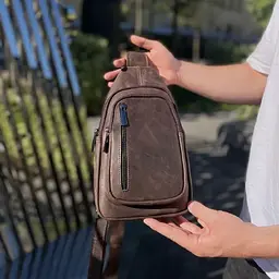 Чоловічий слінг 17х30х6 зі шкіри крейзі хорс для телефону Tiding Bag 6349 коричневий 17 см