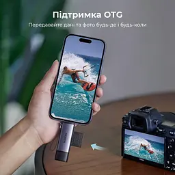 Зчитувач флеш-карт Ugreen USB-C + USB to TF/SD 3.0 CM185 gray (50706) - мініатюра 8