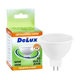 Лампочка Delux JCDR 5Вт 4100K 220В GU5.3 (90001293) - мініатюра 2