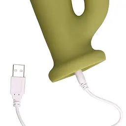 Вібратор-кролик Loveline Ultra Soft Silicone Rotating зелений - мініатюра 7