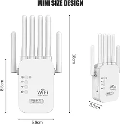 Потужний Wi-Fi ретранслятор 2.4G з 6 антенами / маршрутизатор / підсилювач вай фай сигналу - мініатюра 5