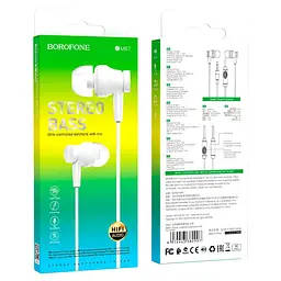 Навушники BOROFONE BM67 Talent universal earphones with mis білий - мініатюра 3