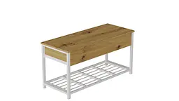 Банкетка з ящиком Ferrum-decor Дрейк 1 550x1000x400 метал Білий ДСП Дуб Артізан 16 мм (FRD-103057) - мініатюра 2
