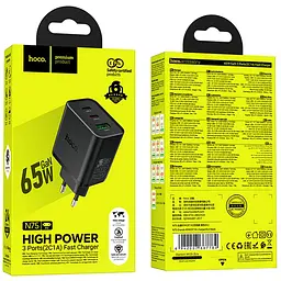 МЗП Hoco N75 Grande 65W QC+PD (1USB-A/2C) Black - мініатюра 2