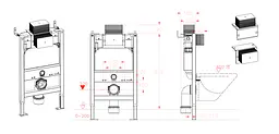 Інсталяція для унітазу Koer KT-0403 500x165x820mm без панелі змиву KR5313 - мініатюра 5
