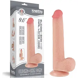 Фалоімітатор LoveToy Sliding-Skin Dual Layer Dong 22 см тілесний