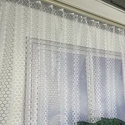 Тюль арка біла із зеленим макраме 1,7м на 3м на тасьмі ALBO pbe0052801 - мініатюра 4