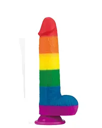 Райдужний силіконовий фалоімітатор з присоскою LoveToy 9 Prider Dildo, 22.5х4 см