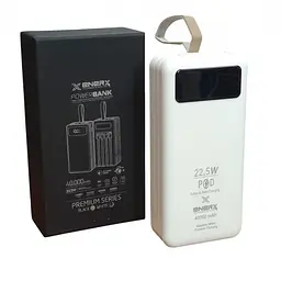 Power bank ENERX 40000mAh PD22,5W + швидке заряджання батарея заряджання 4 вбудовані кабелі Білий