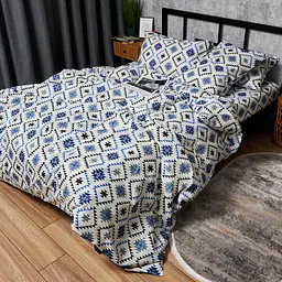 Підковдра Moon&Star Бязь Gold Люкс Blue Mosaic Полуторна Євро 160x220 см - мініатюра 3