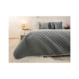 Покривало Руно двостороннє декоративне Velour Dark Grey ромб 150х220 см (360.55_Dark Grey ромб) - мініатюра 5