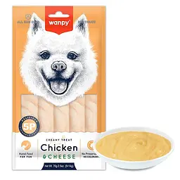 Wanpy Creamy Lickable Treat Chicken&Cheese ВАНПІ КУРКА СИР рідкі ласощі для собак, 5 шт по 14 г