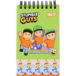 Блокнот Yes 85x142 мм, 60 арк. подв. спіраль "Stumble Guys Green" з 2 фігурними ярусами