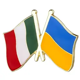 Подвійний значок-пін «Україна – Італія» 25 × 19 мм (00284)
