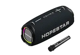 Бездротова акумуляторна Bluetooth колонка BT5.0 караоке бумбокс 80W акустична система з мікрофоном та LED RGB підсвічуванням Hopestar A6 Max
