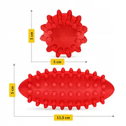 М'яч масажний огірок 4FIZJO Spike Bean 11.5 x 5 см Red (P-5905973403313) - мініатюра 4