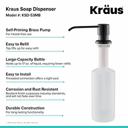 Дозатор для миючого засобу Kraus матовий чорний KSD-53MB, Чорний матовий - мініатюра 5