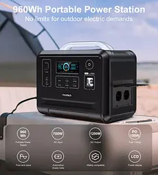 Зарядна станція Choetech BS005 1200Вт (960Вт/г) AC,LiFePo4 LiFePo4,MPPT, UPS, USB-C PD100 Вт - мініатюра 7