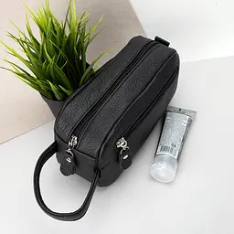 Косметичка чоловіча шкіряна HandyCover HC0029 чорна з ручкою - мініатюра 3