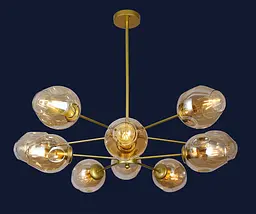 Люстра стельова Levistella 7526035-10 GD+BR, 10 плафонів, E27, золотий і коричневий, сучасний стиль - мініатюра 2