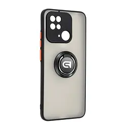 Чехол с кольцом-держателем для Xiaomi Redmi 10C, Frosted Matte Ring, черный, защитная панель с матовой задней стенкой, противоударный чехол с защитой всего корпуса, TPU + поликарбонат (PC), с защитой камеры, ArmorStandart (ARM68366)